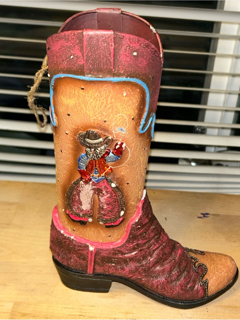 Resin Cowboy Boot Vase Planter Decor 8.5” Lasso Hat Spurs Cowboy Textured